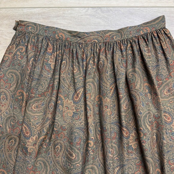 Vintage Brown Paisley Midi Skirt Dark Academia A Line Chaus Old Money Twee - Picture 6 of 11